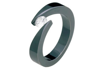 Tension Set Black Titanium Band with Cubic Zirconia