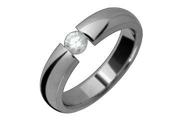 Titanium Tension Set Cubic Zirconia Ring
