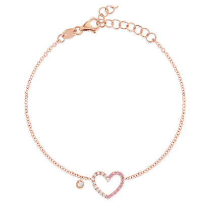 Diamond & 18k Pink Gold Heart Bracelet 18k Pink Gold, Pink & White Diamonds