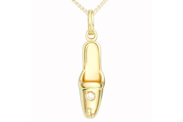 3/100 Carat Yellow Gold 14kt Diamond Slipper Pendant