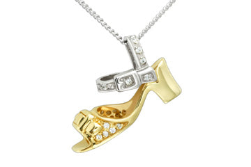 4/25 Carat Two Tone Diamond Sandal Pendant With Chain