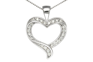 9/25 Carat Delicate 14K Diamond Heart Pendant With Chain