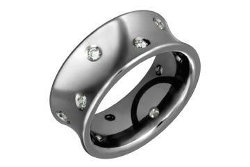 1/5 Carat Concave Diamond Titanium Ring