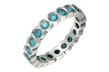 1 Carat Blue Diamond White Gold 14K Eternity Ring