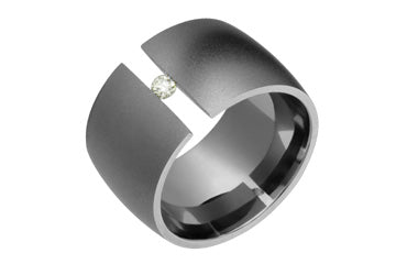 7/100 Carat Tension Set Diamond Titanium Ring