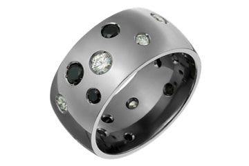 Random Set White & Black Cubic Zirconia Titanium Ring