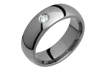 1/10 Carat Domed Titanium Ring with Diamond