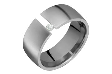 1/20 Carat Tension Set Diamond Titanium Ring