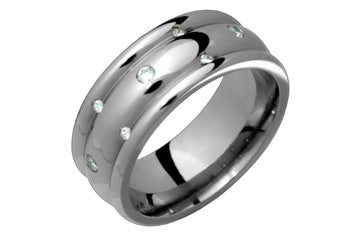 1/10 Carat Titanium Ring with Scattered Diamonds